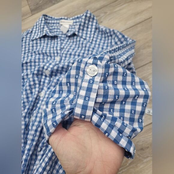 Drapers & Damon's women's blue and white gingham 3/4 sleeve shirt size large - Picture 8 of 8